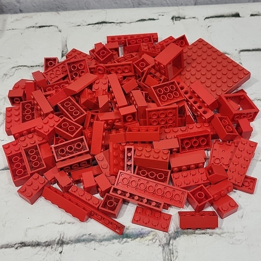 Lego Bricks 150 Pieces All Red Assorted Shapes Sizes Bulk Replacement Lot - Picture 2 of 4